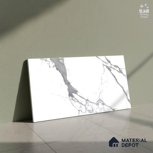 Marble Wall Tile TL 06514 B SR GL 8060 Plain 24 inch x 12 inch Ceramic Glossy Finish - 8 mm | Suitable for Accent / Feature Walls, Bathroom, Kitchen Wall & Backsplashes