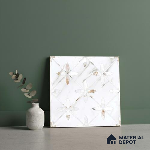 Wall & Floor Tile TL 10023 | CRV-39 | 1 ft x 1 ft Finish Ceramic Tile - 10 mm | Suitable for Living Room, Bedroom, Bathroom & Kitchen | Please Expect a Slight Variation of Pattern
