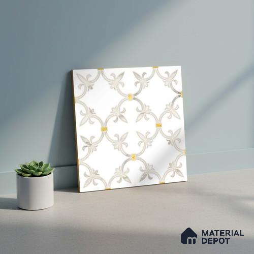 Moroccan Wall & Floor Tile TL 10027 | CRV-68 | 1 ft x 1 ft  Finish Ceramic Tile - 10 mm | Suitable for Living Room, Bedroom, Bathroom & Kitchen | Please Expect a Slight Variation of Pattern