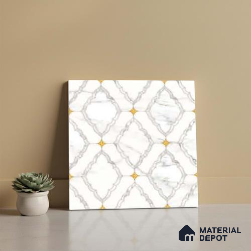Wall & Floor Tile TL 10034 | CRV-83 | 1 ft x 1 ft  Finish Ceramic Tile - 10 mm | Suitable for Living Room, Bedroom, Bathroom & Kitchen | Please Expect a Slight Variation of Pattern