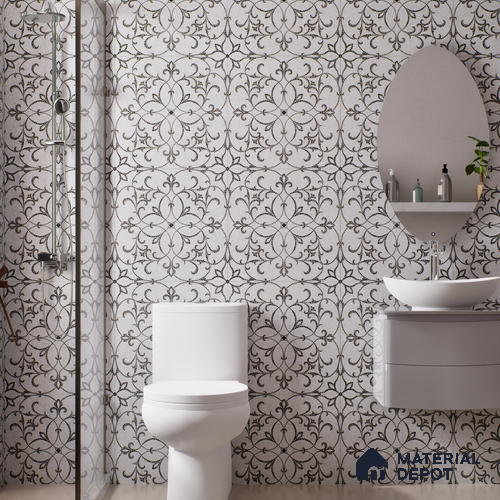 Moroccan Wall & Floor Tile TL 06601 Chipza Black 2 ft x 2 ft Vitrified Matte Finish - 9 mm | Suitable for Living Room, Balcony, Courtyard | Please Expect a Slight Variation of Pattern