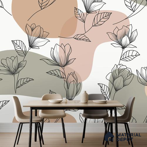 Abstract Petal Play Rich Maroon Botanic Print | WP 04141 B Non Woven Matte Finish Florals Style Premium Customized size Wallpaper | 150 GSM WP01MTF Paper | (MOQ = 30 Sq. Ft.)