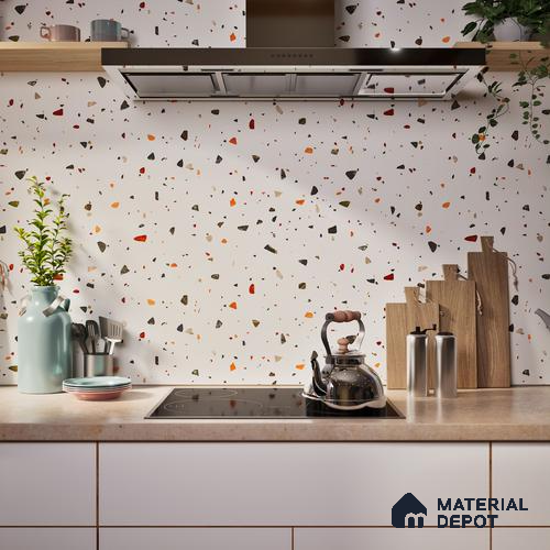Terrazzo Floor & Wall Tile TL 06405 Aden Terrra 4 ft x 2 ft Carving Matte Finish Vitrified Tile - 9 mm | Suitable for Living Room, Bedroom & Bathroom
