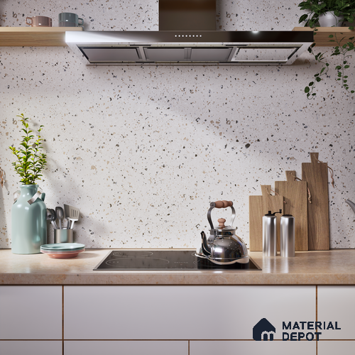 Terrazzo Floor & Wall Tile | TL 07197 B Materika Crema 2 ft x 4 ft Vitrified Matte Finish - 9 mm | Suitable For Living Room, Bedroom, Bathroom