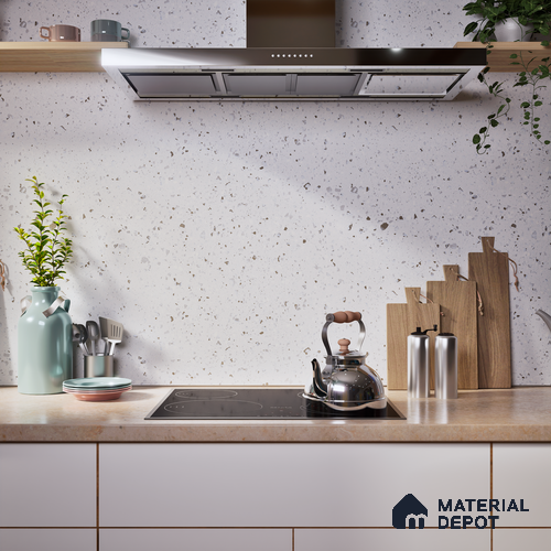 Terrazzo Floor & Wall Tile | TL 07197 Materika Bianco 4 ft x 2 ft Vitrified Matte Finish - 9 mm | Suitable For Living Room, Bedroom, Bathroom