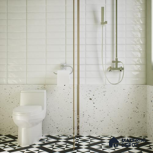 Subway Wall Tile TL 06555 E Messi Super White 2 ft x 1 ft Ceramic Glossy Finish - 8 mm | Suitable for Kitchen & Bathroom | Please Expect a Slight Variation of Pattern