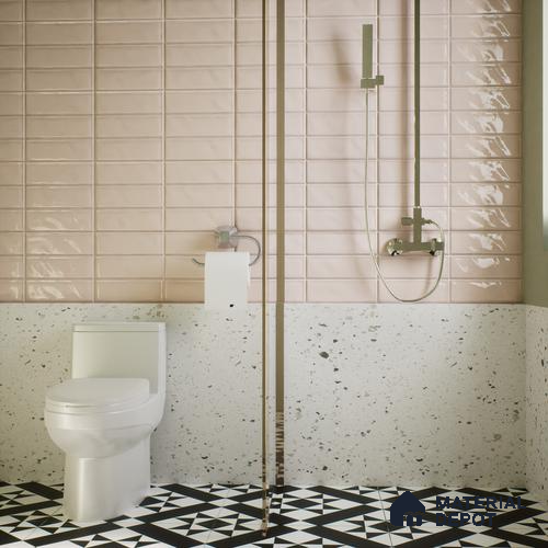 Subway Wall Tile TL 06555 F Messi Pink 2 ft x 1 ft Ceramic Glossy Finish - 8 mm | Suitable for Kitchen & Bathroom | Please Expect a Slight Variation of Pattern
