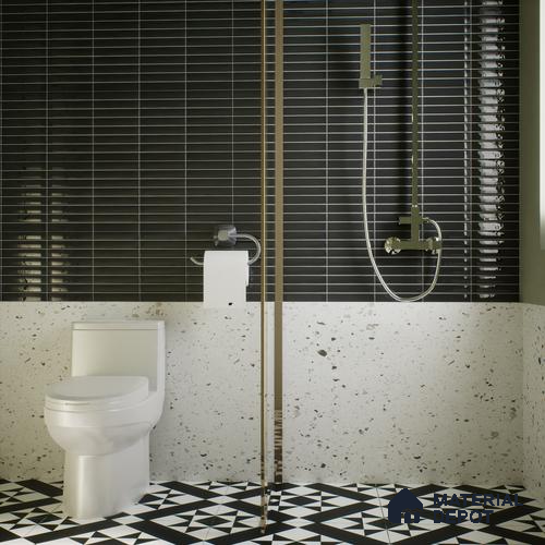 Subway Wall Tile TL 06564 B Wuxi Black 2 ft x 1 ft Ceramic Glossy Finish - 8 mm | Suitable for Kitchen & Bathroom | Please Expect a Slight Variation of Pattern