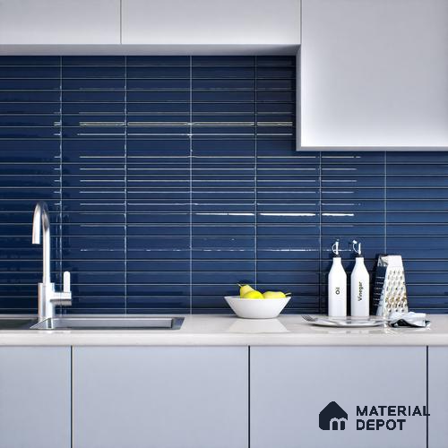 Subway Wall Tile TL 06564 D Wuxi Blue 2 ft x 1 ft Ceramic Glossy Finish - 8 mm | Suitable for Kitchen & Bathroom | Please Expect a Slight Variation of Pattern