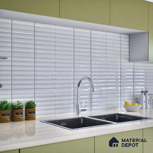 Subway Wall Tile TL 06564 E Wuxi White 2 ft x 1 ft Ceramic Glossy Finish - 8 mm | Suitable for Living Room, Kitchen & Bathroom | Image 07