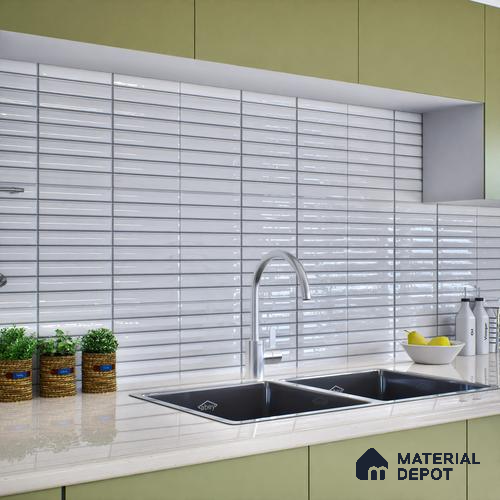 Subway Wall Tile TL 06564 F Wuxi Grey Line 2 ft x 1 ft Ceramic Glossy Finish - 8 mm | Suitable for Kitchen & Bathroom | Please Expect a Slight Variation of Pattern