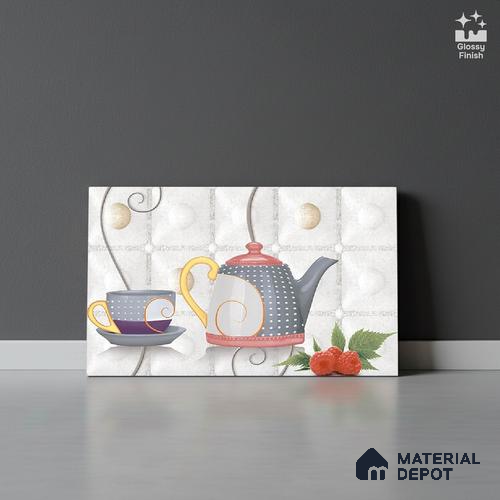 TL 01913 C Cotton White & Grey Highlighter 2 18 x 12 inch Glossy Finish Ceramic Wall Tile - 6 mm
