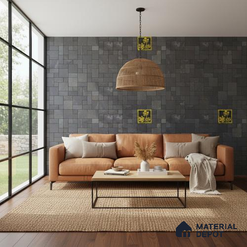 WL 00068 Midnight Gold 300 x 300 mm Natural Stone Wall Cladding |  Stone is a Natural Product, Please Expect Variation in Shades
