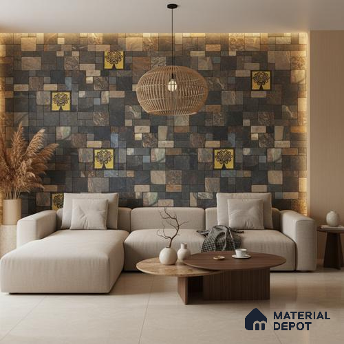 WL 00069 Cedar Gold 300 x 300 mm Natural Stone Wall Cladding |  Stone is a Natural Product, Please Expect Variation in Shades