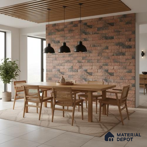 WL 00072 Red Brick 63.5 x 229 mm Natural Stone Wall Cladding | Stone is a Natural Product, Please Expect Variation in Shades