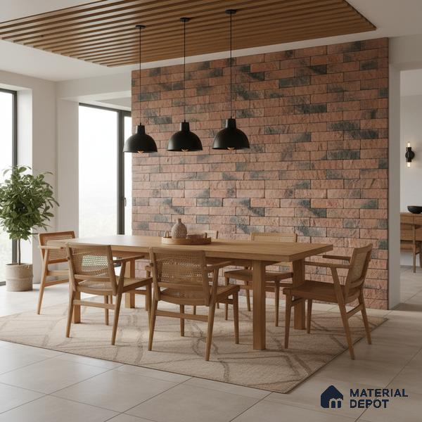 WL 00072 Red Brick 63.5 x 229 mm Natural Stone Wall Cladding | Stone is a Natural Product, Please Expect Variation in Shades