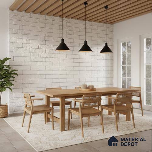 WL 00073 White Brick 63.5 x 229 mm Natural Stone Wall Cladding |  Stone is a Natural Product, Please Expect Variation in Shades