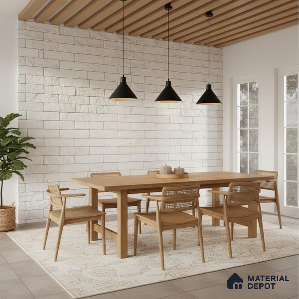 WL 00073 White Brick 63.5 x 229 mm Natural Stone Wall Cladding | Stone is a Natural Product, Please Expect Variation in Shades