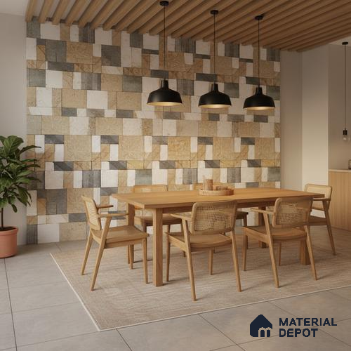 WL 00080 Ash Maple 300 x 300 mm Natural Stone Wall Cladding |  Stone is a Natural Product, Please Expect Variation in Shades