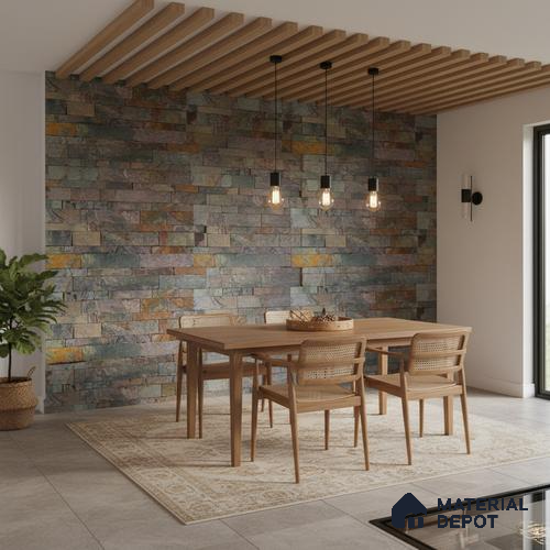 WL 00091 Damson Dark 600 x 150 mm Natural Stone Wall Cladding | Stone is a Natural Product, Please Expect Variation in Shades