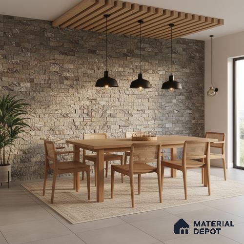WL 00106 Mocha 300 x 300 mm Natural Stone Wall Cladding | Stone is a Natural Product, Please Expect Variation in Shades