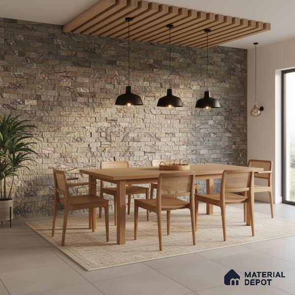WL 00106 Mocha 300 x 300 mm Natural Stone Wall Cladding | Stone is a Natural Product, Please Expect Variation in Shades