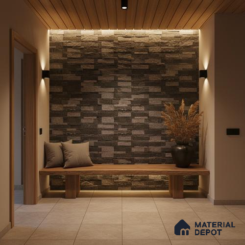WL 00110 Orbit Black 600 x 150 mm Natural Stone Wall Cladding |  Stone is a Natural Product, Please Expect Variation in Shades