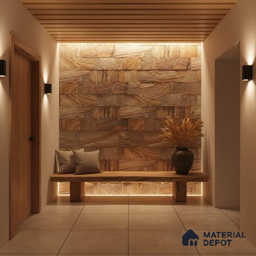 WL 00117 Rainbow 09 100 x 300 mm Natural Stone Wall Cladding | 1 Sq. Ft. = 3 Pieces | Stone is a Natural Product, Please Expect Variation in Shades