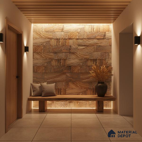 WL 00117 Rainbow 09 100 x 300 mm Natural Stone Wall Cladding | 1 Sq. Ft. = 3 Pieces | Stone is a Natural Product, Please Expect Variation in Shades