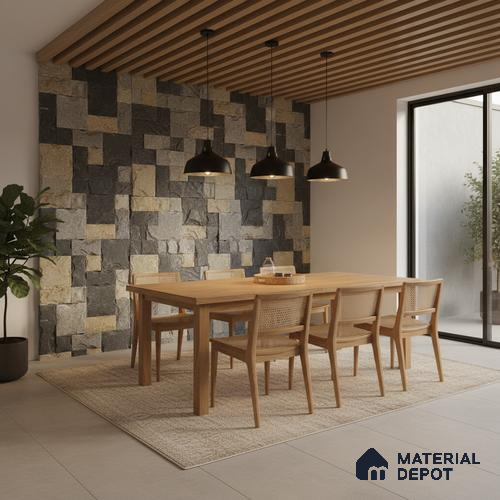 WL 00123 Roman Green 300 x 300 mm Natural Stone Wall Cladding | Stone is a Natural Product, Please Expect Variation in Shades