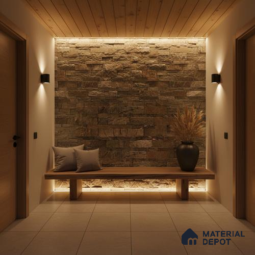 WL 00133 Safari Brown 600 x 150 mm Natural Stone Wall Cladding | Stone is a Natural Product, Please Expect Variation in Shades
