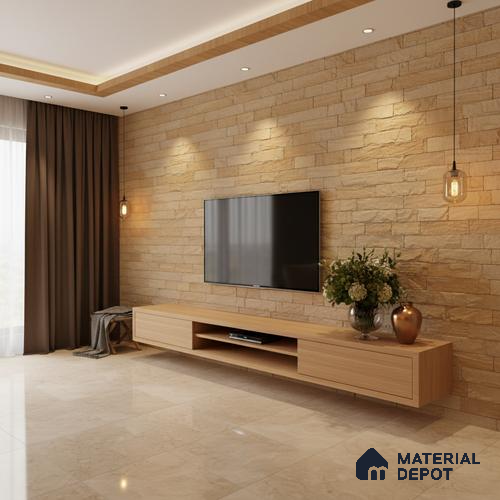 WL 00134 Teak Chizel 100 x 300 mm Natural Stone Wall Cladding | 1 Sq. Ft. = 3 Pieces |  Stone is a Natural Product, Please Expect Variation in Shades