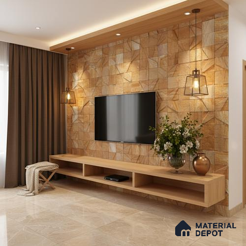 WL 00138 Teak Star 300 x 300 mm Natural Stone Wall Cladding | Stone is a Natural Product, Please Expect Variation in Shades