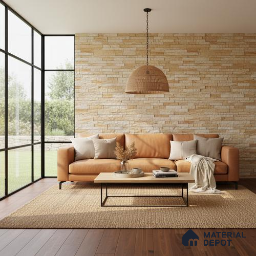 WL 00143 Urban Oak 600 x 150 mm Natural Stone Wall Cladding | Stone is a Natural Product, Please Expect Variation in Shades