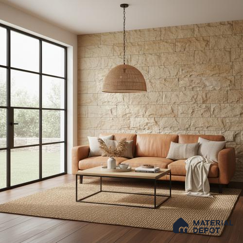 WL 00149 Planco Gold 600 x 150 mm Natural Stone Wall Cladding | Stone is a Natural Product, Please Expect Variation in Shades