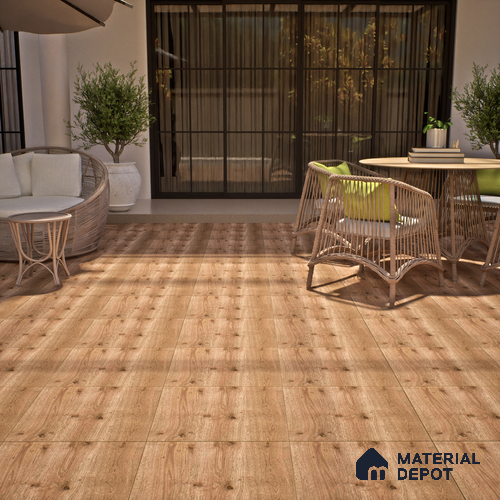 Wood Floor Tile TL 06316 B Ranger Wood 2 ft x 2 ft Vitrified Matte Finish - 9 mm | Suitable for Living Room, Bedroom, Bathroom