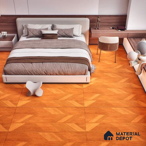 Wood Floor & Wall Tile TL 06118 B Parquet Teak 4 ft x 2 ft Vitrified Matte Finish - 9 mm | 4 Random Design | Suitable For Living Room, Bedroom, Bathroom, Kitchen