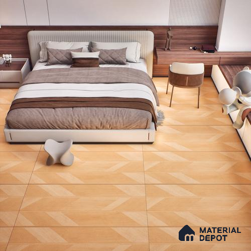 Wood Floor & Wall Tile TL 06118 Parquet Pine 4 ft x 2 ft Vitrified Matte Finish - 9 mm | 4 Random Design | Suitable For Living Room, Bedroom, Bathroom, Kitchen