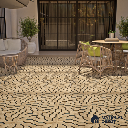 Brown Wood Floor & Wall Tile TL 06810 Lustra Whispering Bloomwood 2 ft x 2 ft Vitrified Carving Matte Finish - 9 mm | Suitable for Living Room, Bedroom, Bathroom