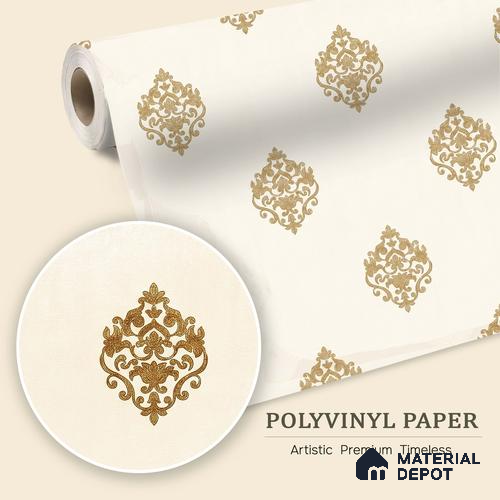 WK150-13 | 10 Meter x 21 Inches Damask Look Wallpaper - 57.41 Sq. Ft. | Minimum 15% wastage during installation