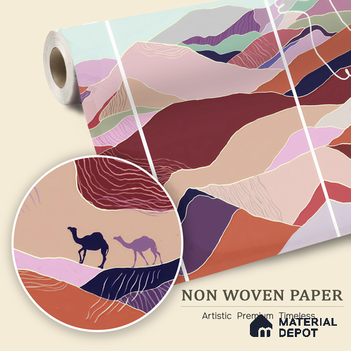 Contours of the Horizon Desert Dunes With Crescent Moon | WP 04090 B Non Woven Matte Finish Nature Style Premium Customized size Wallpaper | 150 GSM WP01MTF Paper | (MOQ = 30 Sq. Ft.)