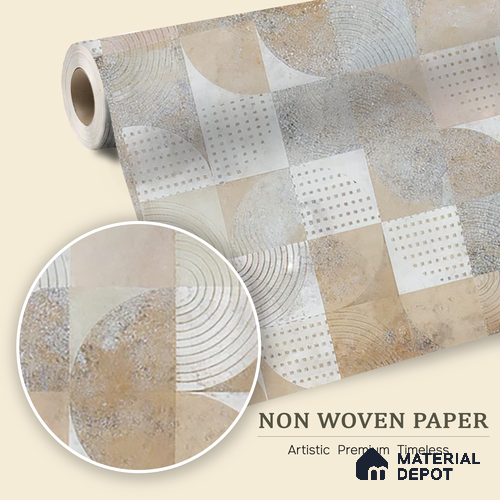 Balance of Forms Earth Tone Geometric Abstract | WP 04091 B Non Woven Matte Finish Geometric Style Premium Customized size Wallpaper | 150 GSM WP01MTF Paper | (MOQ = 30 Sq. Ft.)