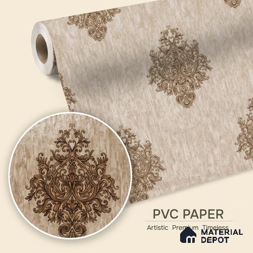 1306 | 10 Meter x 21 Inches Damask Look Wallpaper - 57.41 Sq. Ft. | Minimum 15% wastage during installation