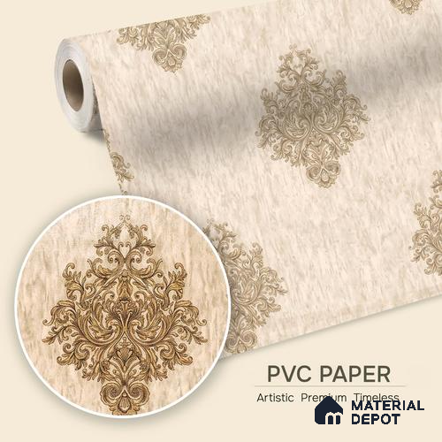 1308 | 10 Meter x 21 Inches Damask Look Wallpaper - 57.41 Sq. Ft. | Minimum 15% wastage during installation
