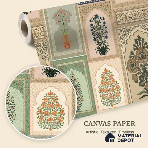 Blossoms and vines weave heritage into wallpapered walls of regal serenity | WP 05236 Canvas | 250 GSM WP01CNF Paper | (MOQ = 30 Sq. Ft.)