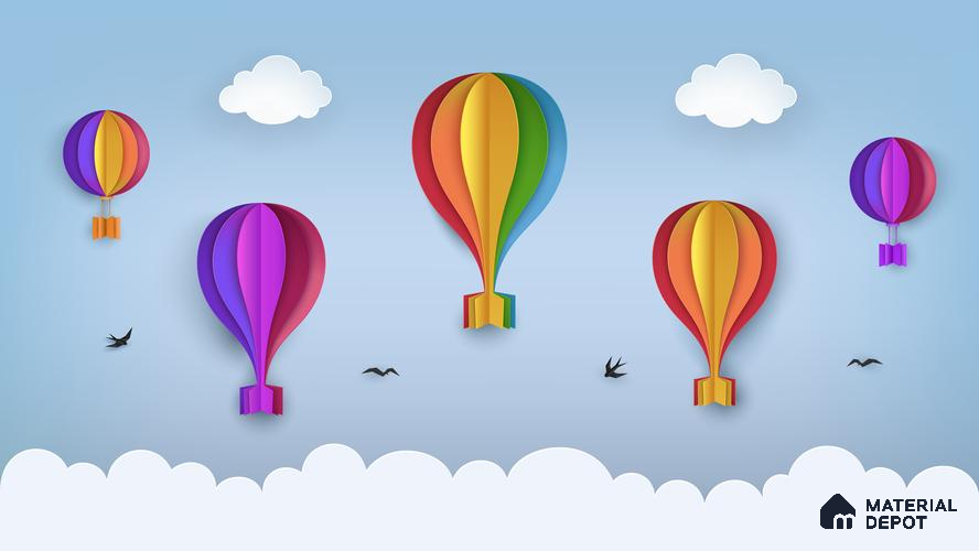 Balloons drifting upward in Sky Wallpaper Wallpaper | Material Depot
