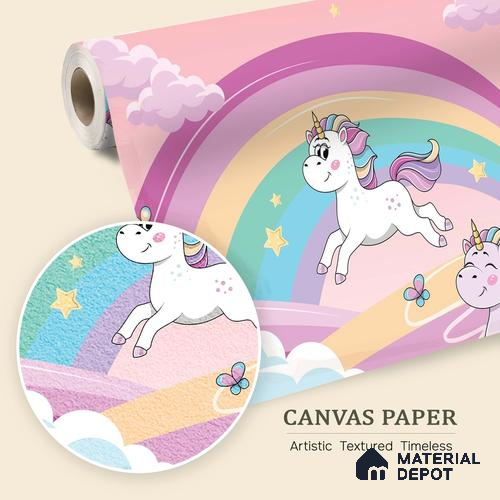 Fantasy Ponies Wallpaper Jumping and Flying Through an Imagination World | WP 05241 Canvas | 250 GSM WP01CNF Paper | (MOQ = 30 Sq. Ft.)