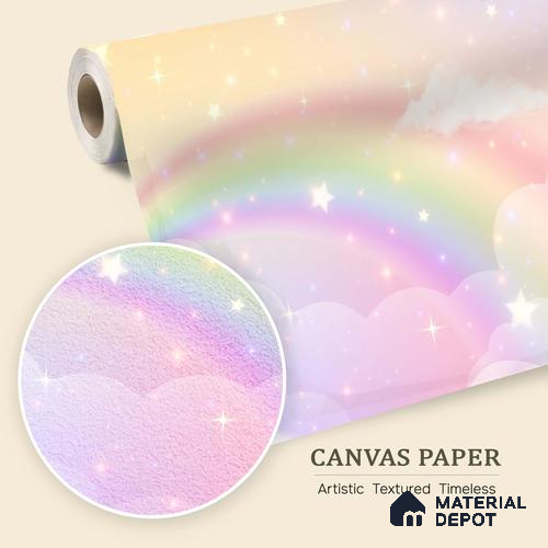Rainbow Fantasy Wallpaper Background with a Soft Holographic Cartoon Glow | WP 05242 Canvas | 250 GSM WP01CNF Paper | (MOQ = 30 Sq. Ft.)