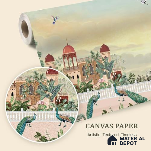 Majestic Mughal Garden Landscape Wallpaper with Regal Arches and Heritage Art | WP 05249 Canvas | 250 GSM WP01CNF Paper | (MOQ = 30 Sq. Ft.)