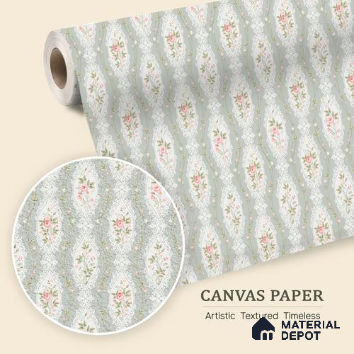 Seamless Elegance of Roses and Lace Borders Wallpaper in Timeless Floral Design | WP 05263 Canvas | 250 GSM WP01CNF Paper | (MOQ = 30 Sq. Ft.)